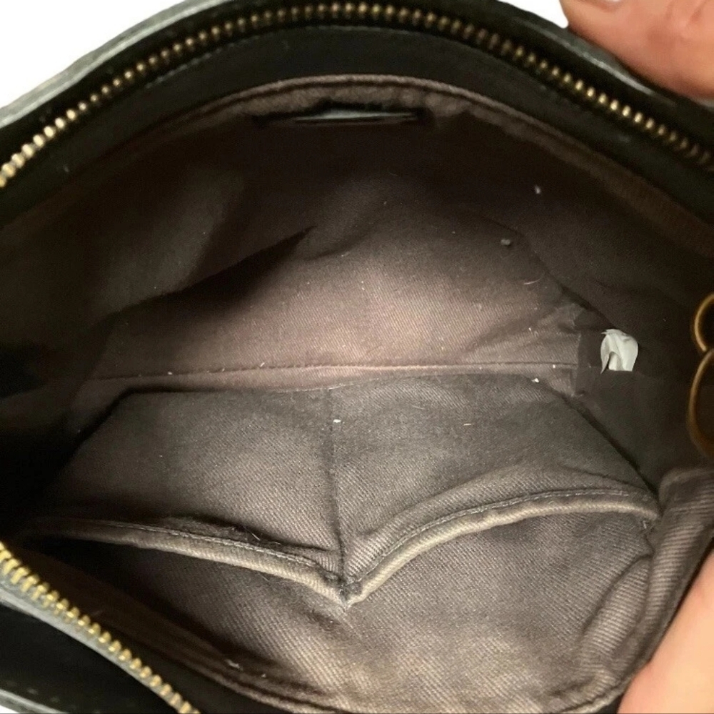 Madewell Transport Large Leather Tote Crossbody Shoulder Bag Black Tan - Picture 7 of 7